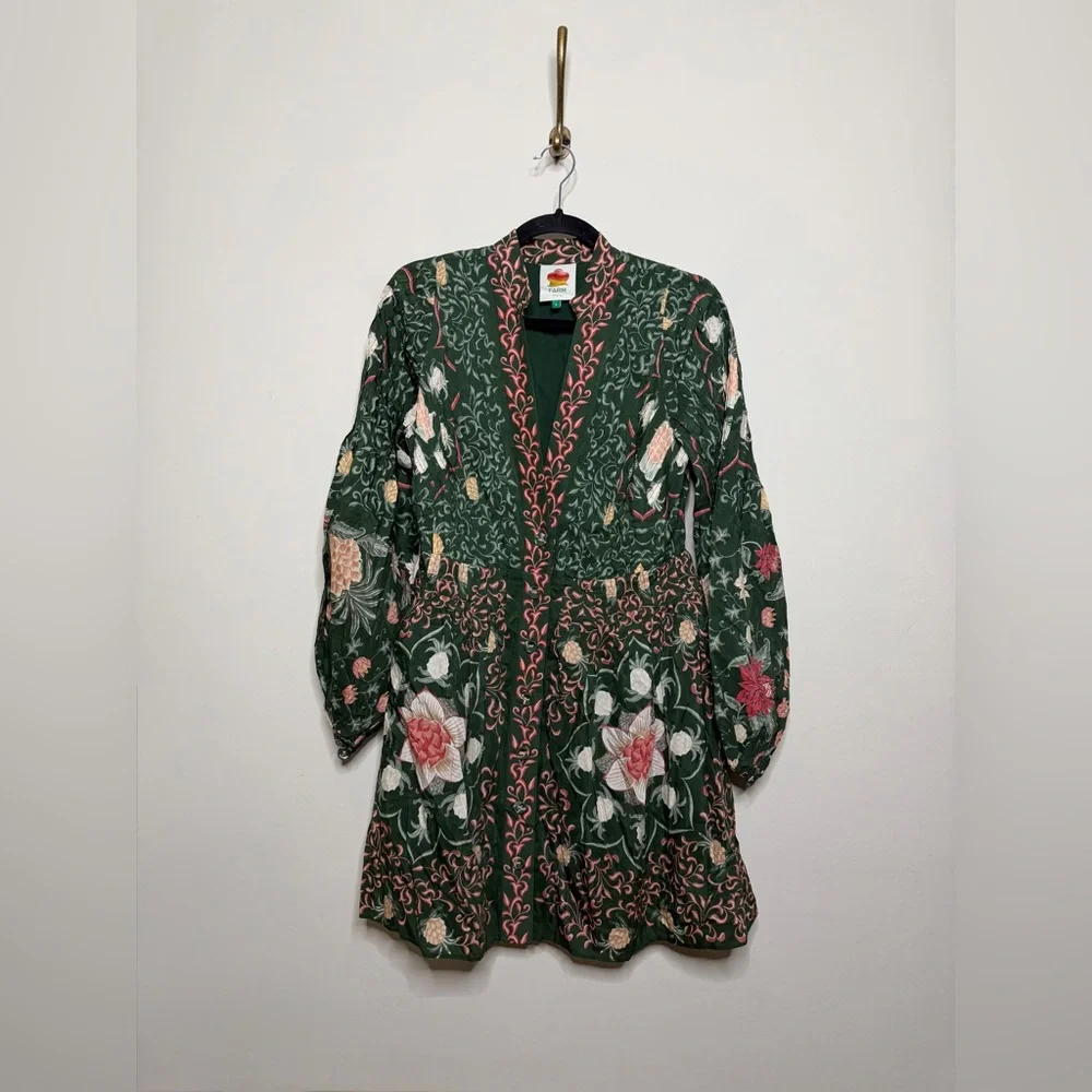 FARM Rio Green Pineapple Garden Long Sleeve Mini Dress - Picture 4 of 6